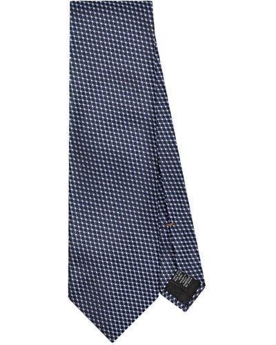 Zegna Check patterned-jacquard silk tie - Blau