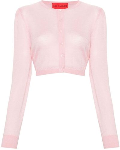 Wild Cashmere Taylor Fine-knit Cropped Cardigan - Pink