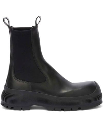 Jil Sander Logo-embossed Leather Boots - Black