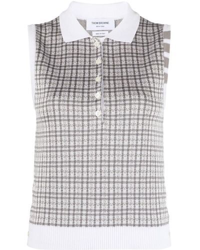 Thom Browne Geruite Top - Grijs