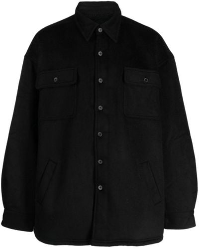Willy Chavarria Felted Button-up Shirt Jacket - Black