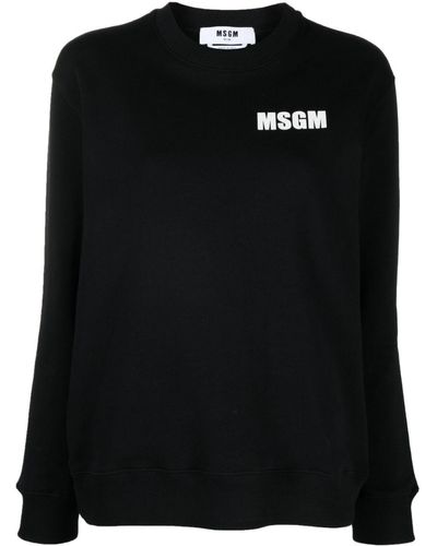 MSGM Logo-appliqué Cotton Sweatshirt - Black
