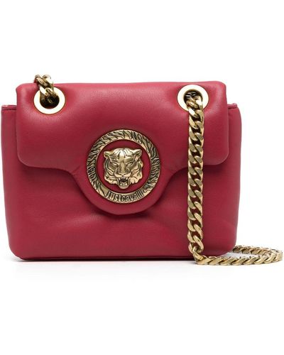 Just Cavalli Tiger Head Plaque Shoulder Bag - Red