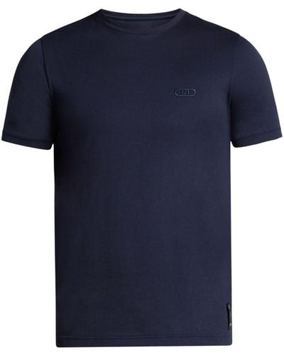 Fendi T-shirt en coton à broderies O'Lock - Bleu