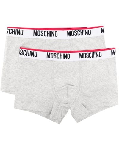 Moschino Logo-print Strap Cotton-blend Boxers (pack Of Two) - White