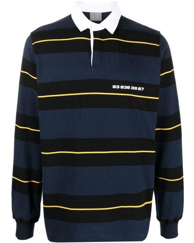 VTMNTS Striped Long-sleeve Rugby Shirt - Blue