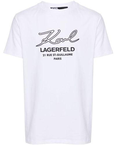 Karl Lagerfeld Logo-appliqué Cotton T-shirt - ホワイト