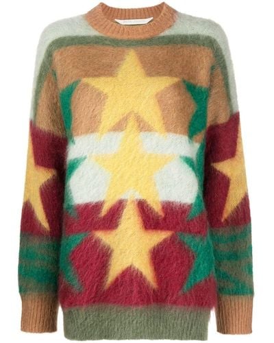 Palm Angels Star-motif Colour-block Sweater - Yellow