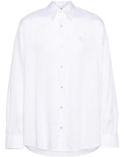 Acne Studios Embroidered-logo Stripped Shirt - White