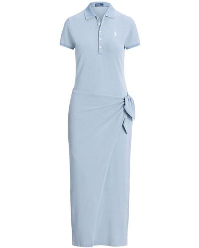 Polo Ralph Lauren Wrap-style Cotton Polo Dress - Blue