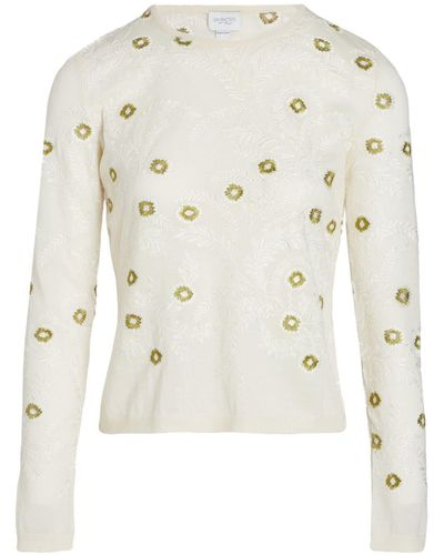 Giambattista Valli Floral-embroidered Sweater - White