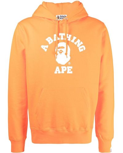 A Bathing Ape Logo-print Pullover Hoodie - Orange