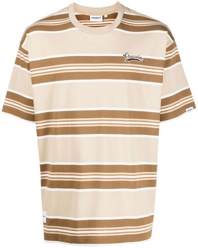 Chocoolate Horizontal-stripe Cotton T-shirt - Natural