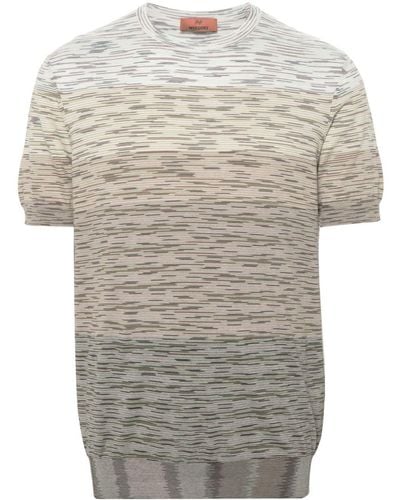 Missoni Striped Cotton Knitted T-shirt - Grey