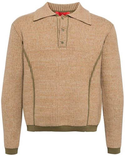 Eckhaus Latta Ribbed-knit Wool-blend Jumper - Natural