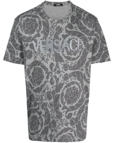 Versace T-shirt Barocco Silhouette - Gris