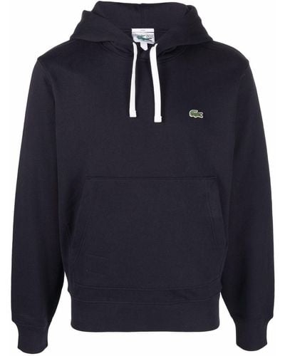 Lacoste Logo-patch Drawstring Hoodie - Blue
