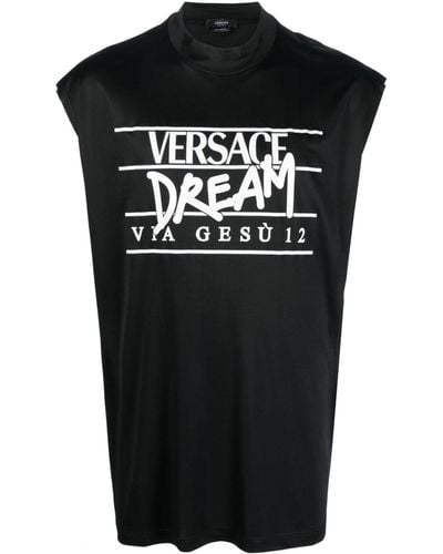 Versace Slogan Logo-print T-shirt - Black