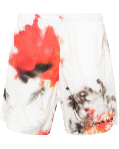 Alexander McQueen Obscured Flower Badeshorts - Rot