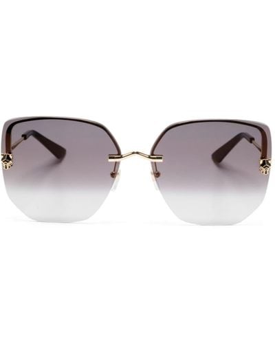 Cartier Panthère Logo Butterfly-frame Sunglasses - Brown