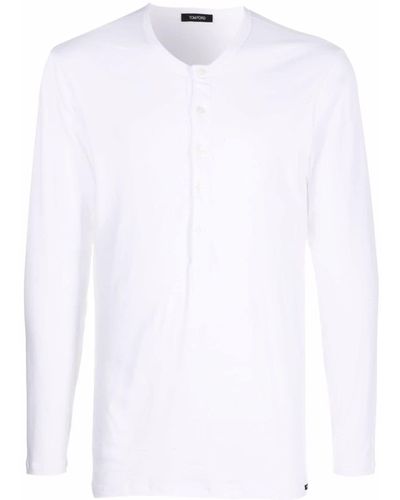 Tom Ford T-shirt a girocollo Henley - Bianco