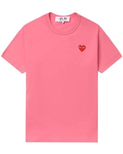 COMME DES GARÇONS PLAY Logo-appliqué Cotton T-shirt - Pink