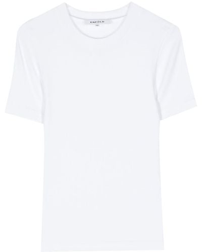 Enfold T-Shirt mit kurzen Ärmeln - Weiß