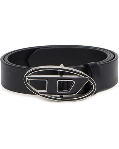 DIESEL Logo-buckle Leather Belt - Black