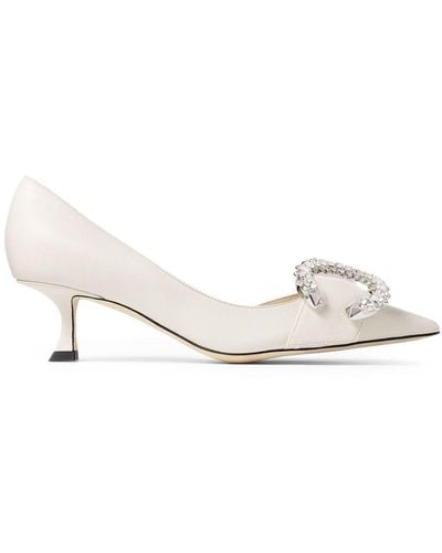 Jimmy Choo Melva Dorsay 50mm Leather Pumps - Natural