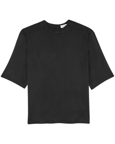 Saint Laurent T-Shirt aus Seide - Schwarz