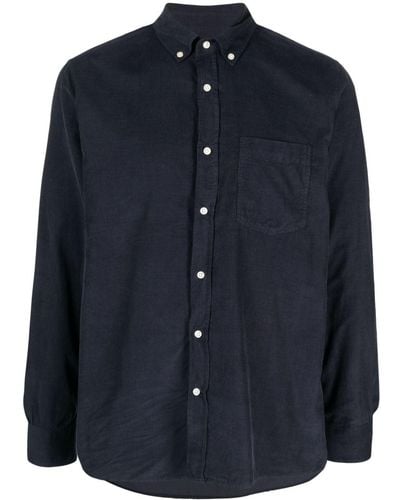 Officine Generale Button-down-Hemd aus Cord - Blau