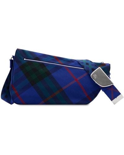 Burberry Shield Tartan-check Shoulder Bag - Blue