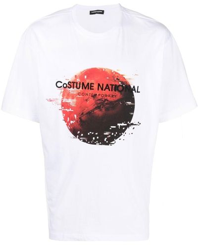 CoSTUME NATIONAL Graphic-print Logo-embroidered T-shirt - White