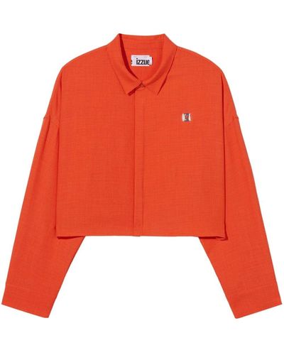 Izzue Logo-plaque Cropped Shirt - Red