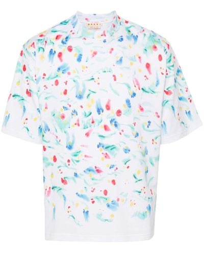 Marni T-Shirt mit Farbklecks-Print - Blau