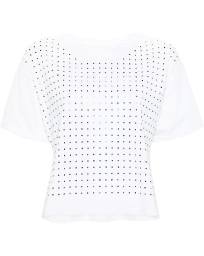 Liu Jo Stud-embellished Cotton T-shirt - White