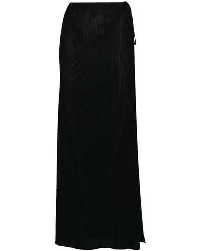 Saint Laurent Semi-sheer Long Wrap Skirt - Black