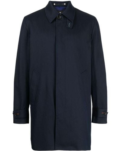 PS by Paul Smith Single-breasted Cotton-blend Coat - Blue