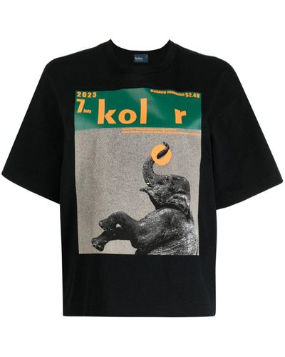 Kolor T-shirt en coton à imprimé graphique - Noir