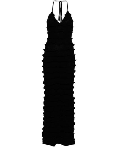 Blumarine Ruffled Knitted Maxi Dress - Black