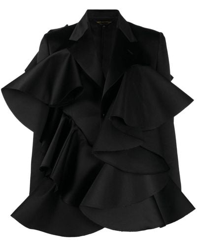 Comme des Garçons Oversized-ruffle Detail Blazer - Black