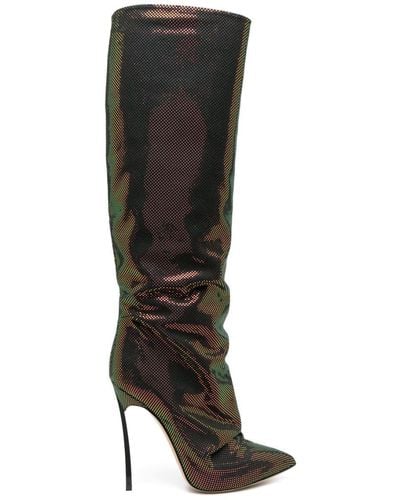 Casadei Blade Aurora Boreale 130mm Leather Boots - Black