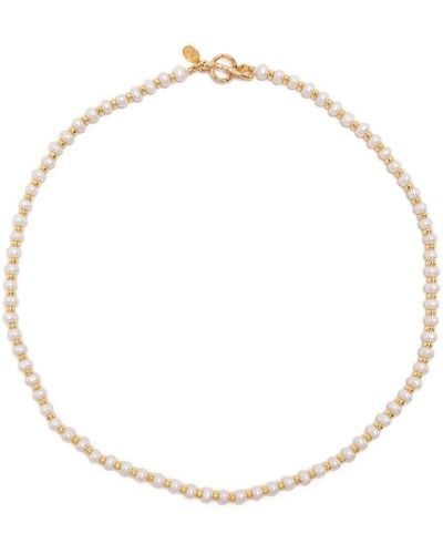 Dower & Hall Collar bañado en oro con perlas - Blanco