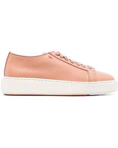 Santoni Tumbled Leather Sneakers - Pink