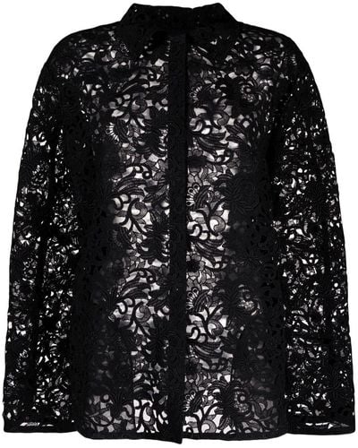 Valentino Garavani Floral-lace Shirt Jacket - Black