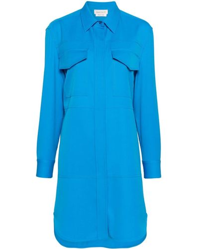 Alexander McQueen Wool Shirt Minidress - Blue