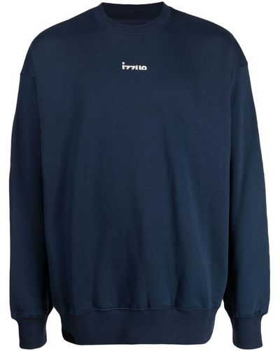 Izzue Slogan-embroidered Cotton-blend Sweatshirt - Blue