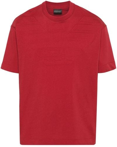 Emporio Armani T-shirt con logo goffrato - Rosso