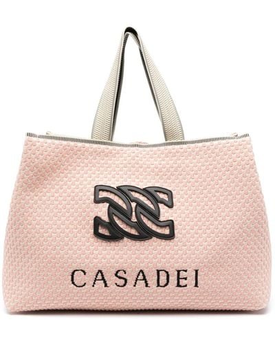 Casadei Sunsrise Logo-embroidered Tote Bag - Pink