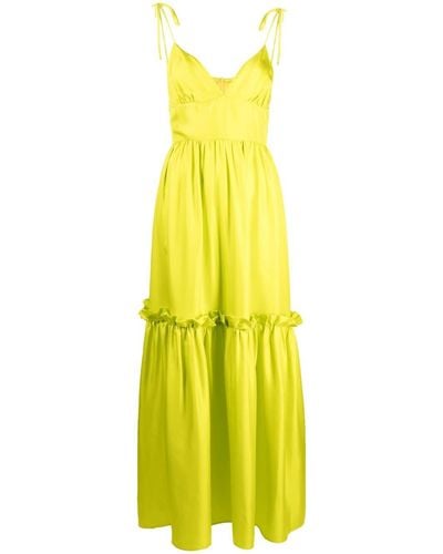 Cynthia Rowley Layered V-neck Silk Dress - Yellow